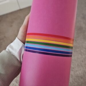 Pink Yoga Mat with Rainbow Stripes